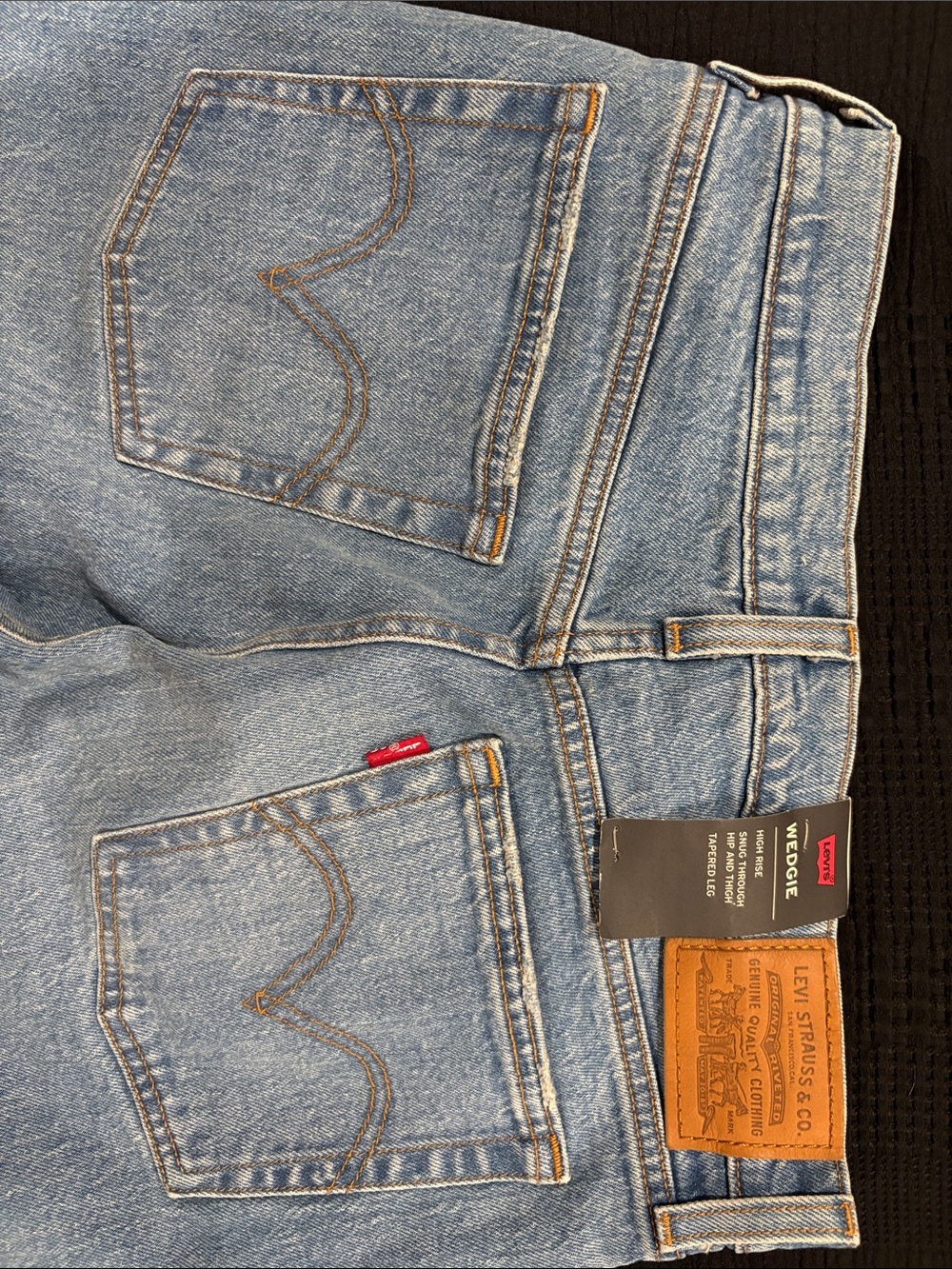 Levi’s Premium Wedgie High Rise Tapered Leg Light Wash Straight Leg Jeans - Picture 3 of 6